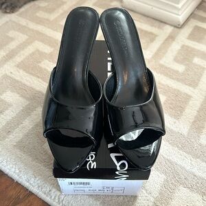 Black heeled open toe sandal